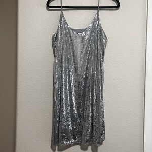 Silver Sequin Mini Dress